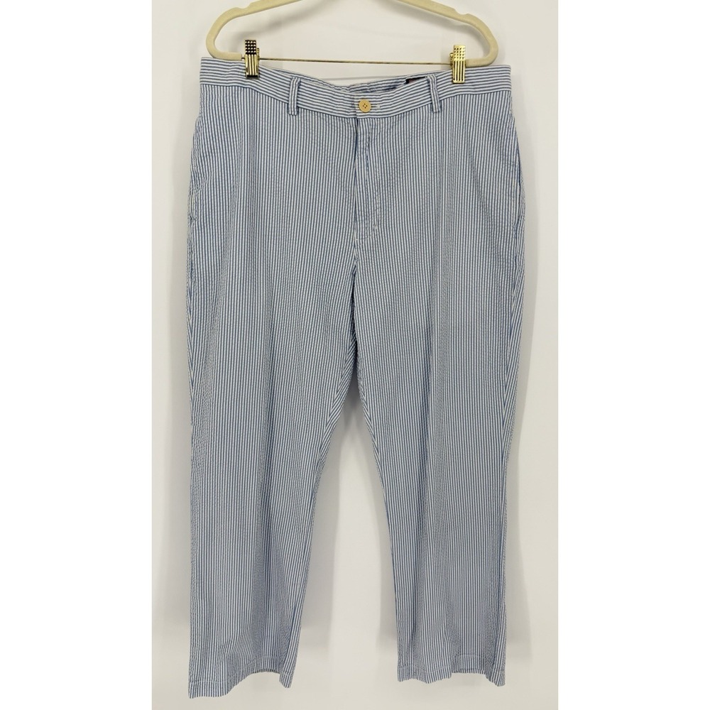 Vineyard Vines Men's Breaker Pant Blue/White Seersucker 36/32 (FITS 36/29.5")